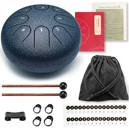 Lronbird-Steel-Tongue-Drum-6-Inch-8-Notes-C-Key-Handpan-Drums-Small-Concert-Percussion-Instrument-with-Music-Book-Mallets-Bag-for-Kids-Adults-Meditation-Yoga-Zen-Sound-Healing-Unique-Gifts-Navy