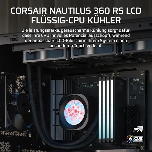 CORSAIR NAUTILUS 360 RS LCD Flüssig-CPU-Kühler – 360mm AIO – Schwarz