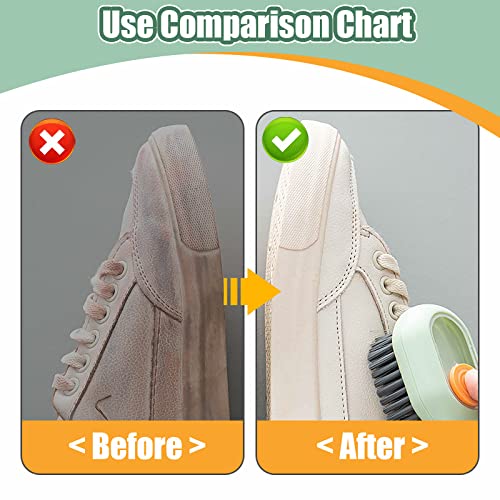 Liquid Adding Soft Fur Cleaning Brush, Multifunctional Cleaning Brush With Soap Dispenser, Multifunctional Liquid Shoe Brush, 2 Brushes + 2 Cleaning Cloths For Home Cleaning, Shoe Washing, Laundry #TOP4