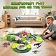 EagleStone Dinosaurier Rennbahn Set – 225 Teile Flexible Rennstrecke, 1 elektrisches Dino Auto mit Licht, 8 Dino Figuren, Dino Tunnelkopf, Weihnachts Geburtstagsgeschenk für Kinder von 3 bis 8 Jahren