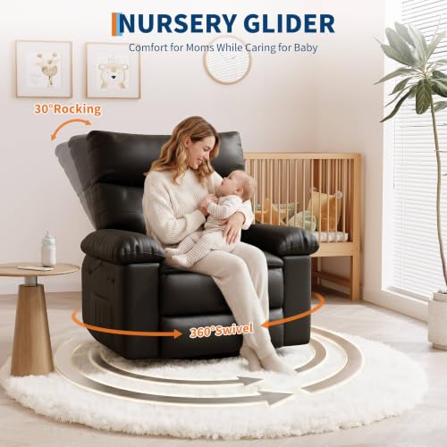 Image of GarveeHome Leather Manual Recliner Chair for Adults - Heat and Massage