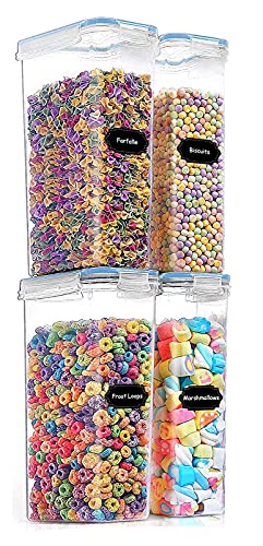 Image of Diablos Airtight Kitchen Storage Containers Set of 4-2100ml, Plastic Fridge Storage Container with Lock & Seal Lid, Blue