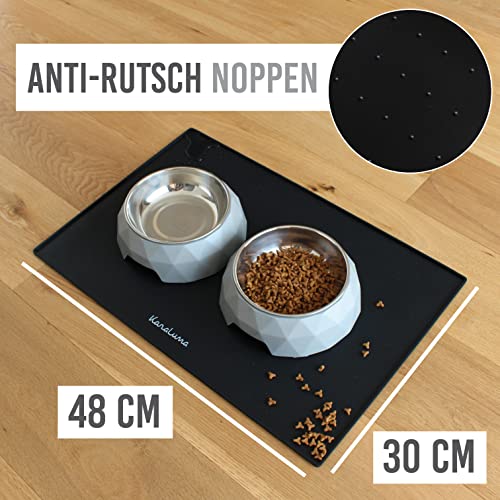 KaraLuna Premium Silikon Napfunterlage (48 x 30 cm, Schwarz, Kurvig)
