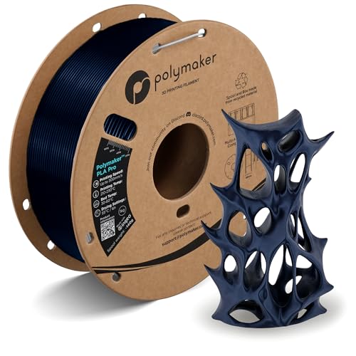 Image of Polymaker PolyLite PLA Pro Filament 1.75mm 1KG Metallic Blue | Tough & High Rigidity, Impact-Resistance, Clean Finish, Easy to Print on Most FDM 3D Printers, Cardboard Spool