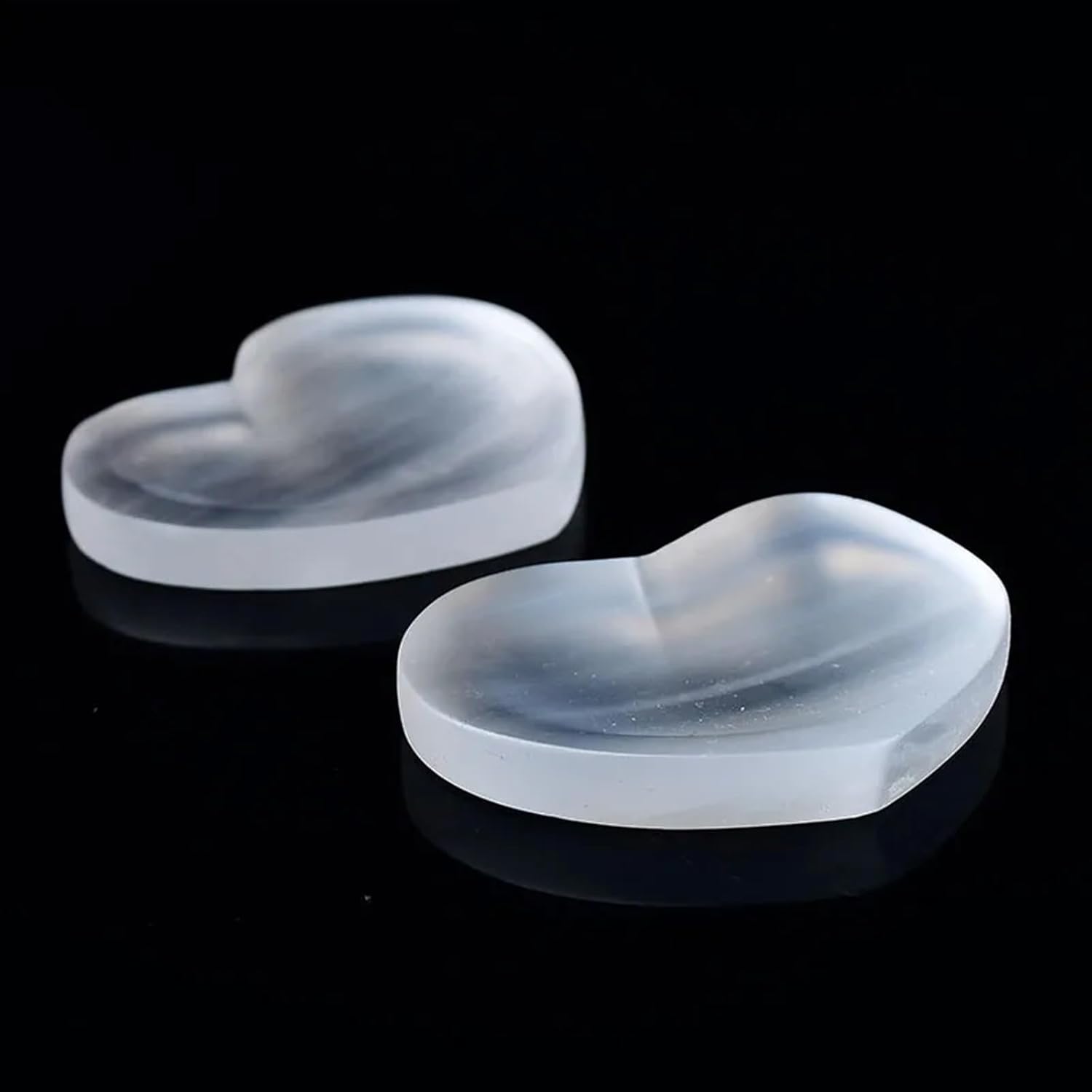 Beautiful 1PC Selenite Crystal Heart Shape Bowl Decor Polished White Gypsum Coasterr HealingQuartz Minerals