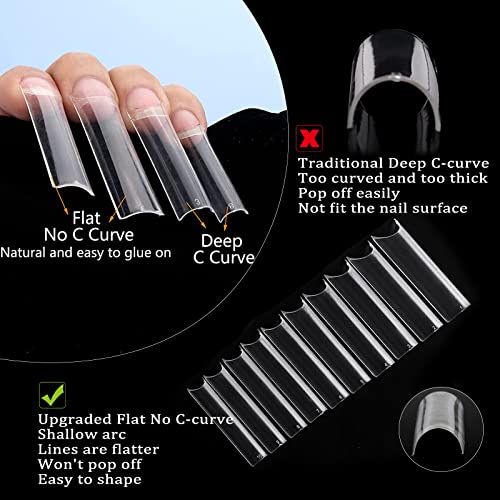 BQAN 500PCS Extra Long Nail Tips with Box - 10 Sizes XXL C Curve Half Cover Clear Fake Nails for Acrylic DIY Salon Use - Image 2