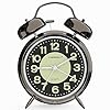 Loud alarm clock for heavy sleepers adults silent non ticking analog clock with backlight luminous dial battery operated alarm clock for bedroom included battery black  urban country home decor