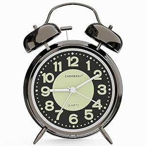 Loud Alarm Clock for Heavy Sleepers Adults Silent Non Ticking Analog Clock with Backlight Luminous Dial Battery Operated Alarm Clock for Bedroom Included Battery Black