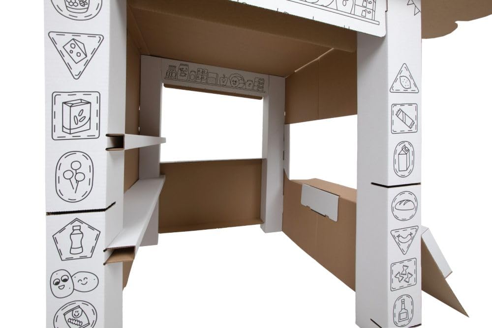Tektorado - Spielhaus aus Pappe für Kinder - Kinderspielhaus aus Karton zum Bemalen und Spielen - für Outdoor & Indoor - für Kinder ab 3 Jahren - Kaufladen