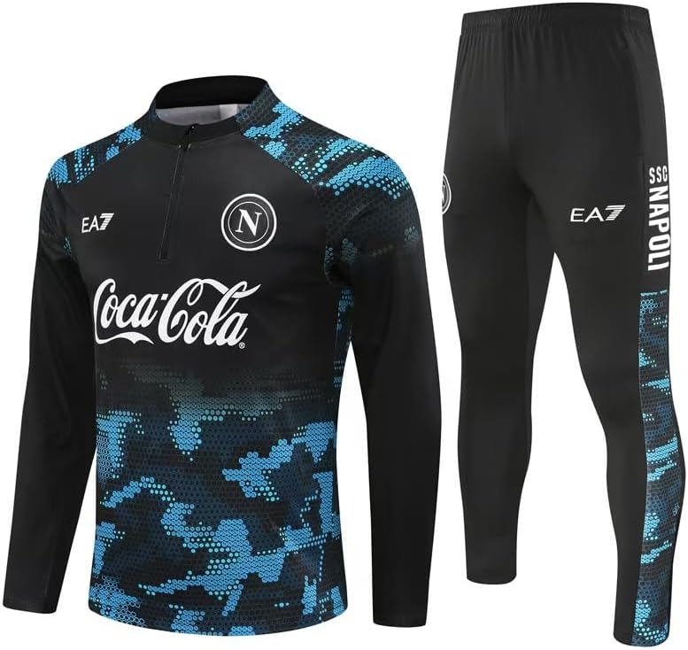 [Huwasy] サッカー ユニフォーム 24-25 ナポリトレーニング長袖 ユニフォームセット サッカージャージ 子供 大人用 練
