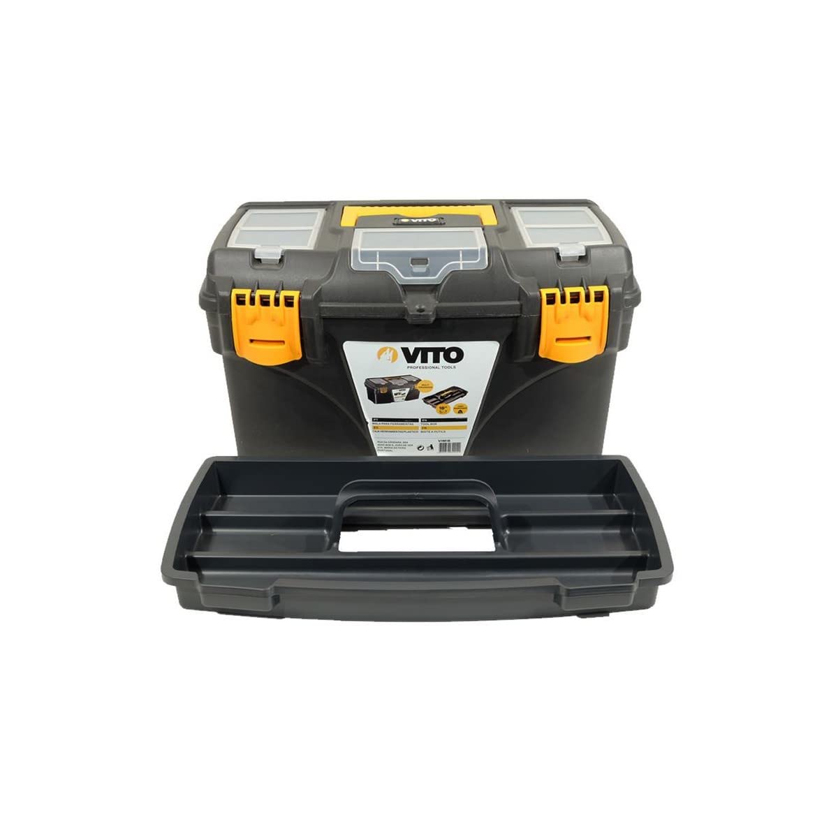 Trapano a percussione 850 W Vitopower + 8 punte da 3 a 10 mm in acciaio + scatola per attrezzi Vito 18"