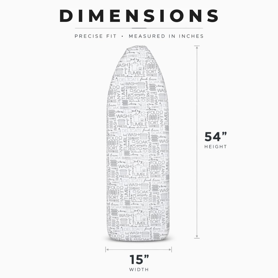 Simplify Funda para Tabla de Planchar | Resistente a la abrasión | Algodón | Acolchado Grueso | Ajuste elástico | Cierres de Velcro | Solo Funda | Blanco