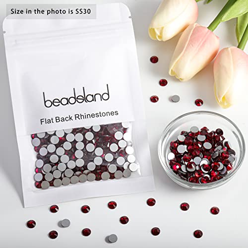 Image of Beadsland Flat Back Crystal Rhinestones, Dark Siam, SS30, 576pcs | Flatback Glass Gems, 6.3-6.5mm, for Nail Art Craft, Glue Fix,Dark Red