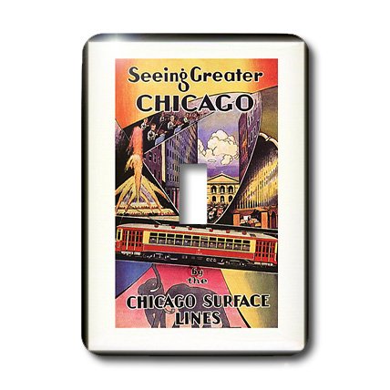 Interrupteur de qualité supérieure motif Chicago Collage Vintage 3dRose lsp_109573_1