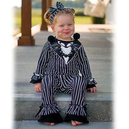 Image of HINTINA Toddler Baby Girls Halloween Thanksgiving Outfits Bell Bottom Flared Pants Set