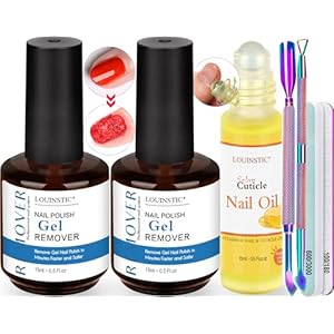 2PCs Gel Nail Polish Remover – 30ML,Fast & Easy, with Roller Cuticle Oil, No Need to Wrap and Soak, Remove Gel Polish in 2-5 Minutes at Home, No Damage to Nails, with Cuticle Pusher Tool,Nail File