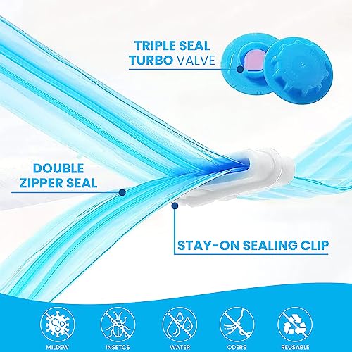 Vacuum Storage Bags with Zip and Pump, 6 pack vacuum Bags for clothes Duvet, Pillows, Bedding, Quilts, Sweater, Suitcases (2M - Image 3