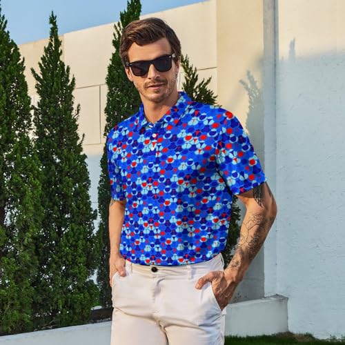 Image of Men's Funny Golf Shirts Hawaiian Polo Shirts 80S Flashes Polo Shirts Funny Hawaiian Beach Summer Golf Polo Shirts