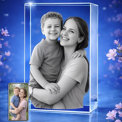 STRONGUS 3D Crystal Photo - Customizable Laser Engraved Holographic Custom Picture Glass -...