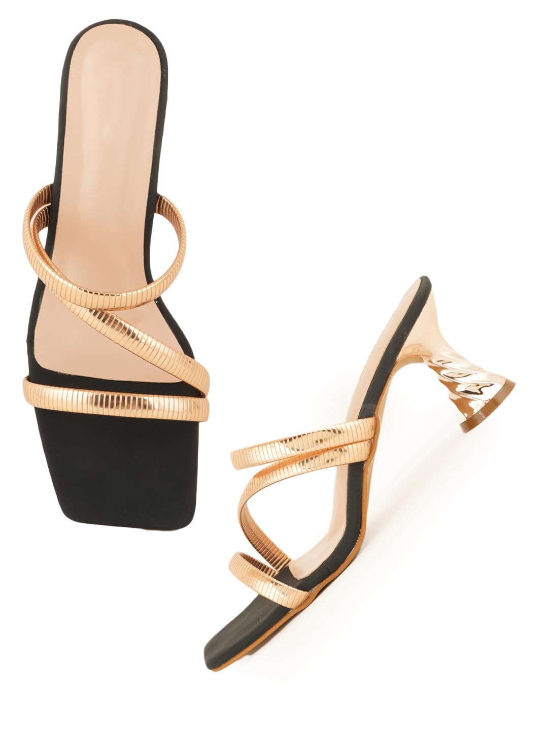 belve paris Rose Gold Laser-Cut Formal Heels - Intricate Metallic Pump-picture-33