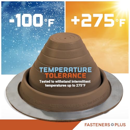 Image of Fasteners Plus #3 Round EPDM Metal Roof Pipe Flashing Boot (Fits 1 /4 inch - 5 inch Pipe OD), Terra Cotta