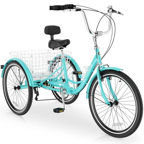 MOPHOTO Adult Tricycles Three Wheel Cruiser Bike 7 Speed, Adult Trikes 20/24/26 inch Wheels Low Step-Through, Three-Wheeled Bicycles for Women, Men, Seniors