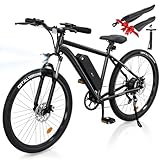 Finbike Electric Bike Adults, 26" Electric Mountain Bicycle with Removable Battery, 60/80 KM Range, 5 Speed Levels & 7-Speed Derailleur, LCD Display, E-Bike for Adults