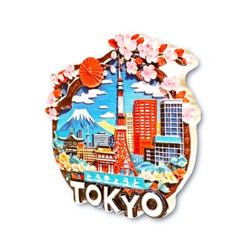 Imán decorativo Tokyo Japón de resina 7.8 cm x 8 cm miniatura 2