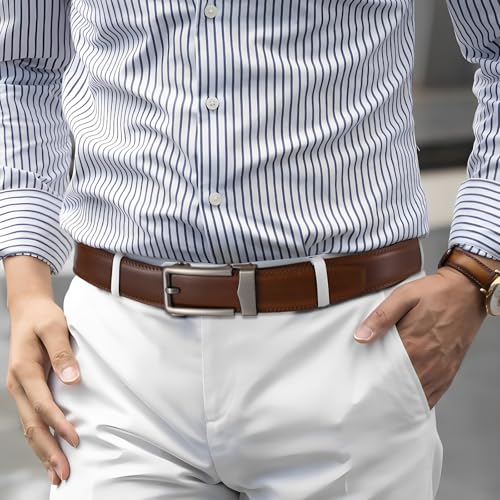 Image of Men's Belt, Ratchet Dress Casual Belt with Adjustable Automatic Buckle Trim to Fit