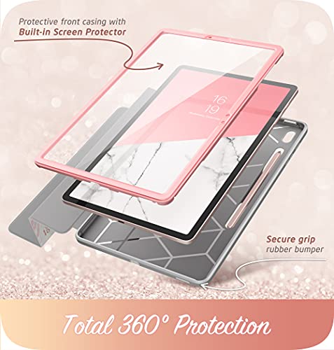 Image of i-Blason Cosmo Case for Samsung Galaxy Tab S7 FE 12.4 inch 2021 Release Only, Full-Body Trifold with Built-in Screen Protector Protective Smart Cover with Auto Sleep /Wake & Pencil Holder (Marble)