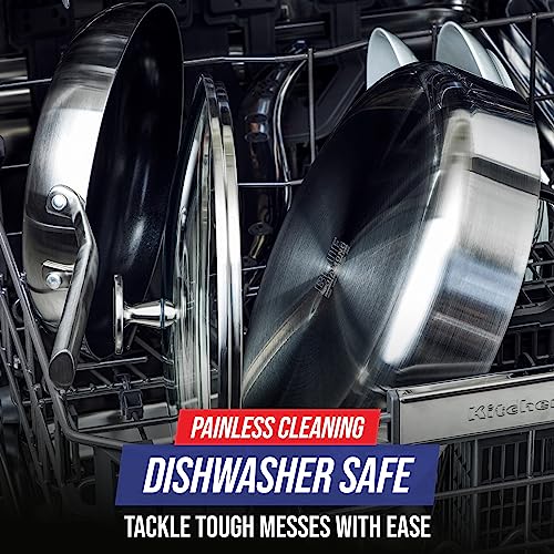 Blue Diamond Cookware Tri-Ply Stainless Steel Ceramic Nonstick, 15 Piece Cookware Pots And Pans Set, Pfas-Free, Multi Clad, Induction, Dishwasher Safe, Oven Safe, Silver #TOP7