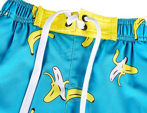 Nonwe Shorts de praia para meninos, secagem rápida, macio, com bolso colorido, Padrão banana azul -