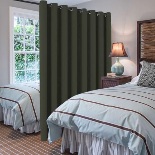 Image of H.VERSAILTEX Blackout Patio Curtains 100 x 84 Inches for Sliding Door Extral Wide Blackout Curtain Panels Thermal Insulated Room Divider - Grommet Top, 7' Tall by 8.5' Wide - Olive