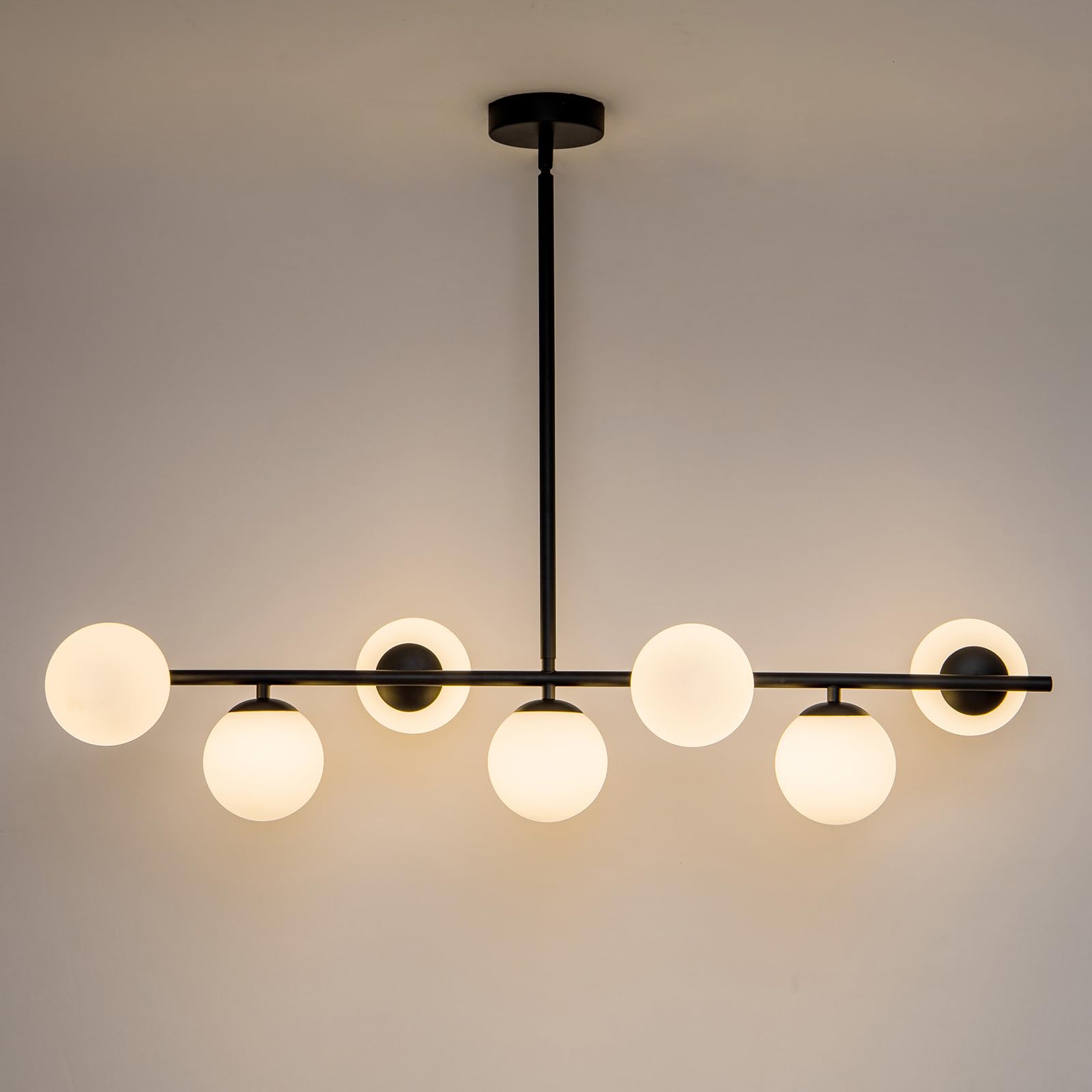 HuisMier 7 Lights Modern Black Sputnik Chandelier Mid Century