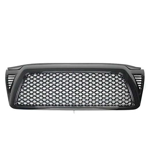 ZMAUTOPARTS Mesh Style Upper Hood Grille Grill Gloss Black Compatible With 2005-2011 Tacoma