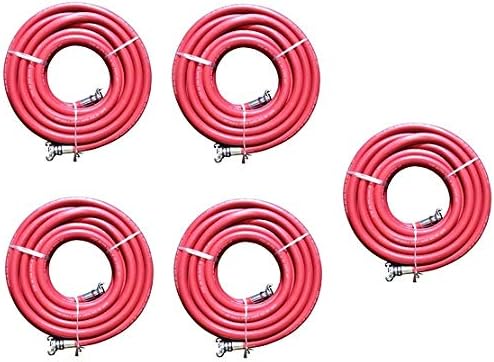 JGB Enterprises Eagle Hosee Red Jackhammer Rubber Air Hose, 3/4" Universal (Chicago) Couplings, 50' Length (Расk оf Fіvе)