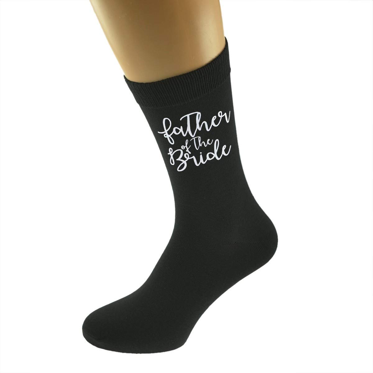 Gtr - Socks Black Wedding Script Design Socks Uk Adult 5-12 In Various Roles (Father Of The Groom)