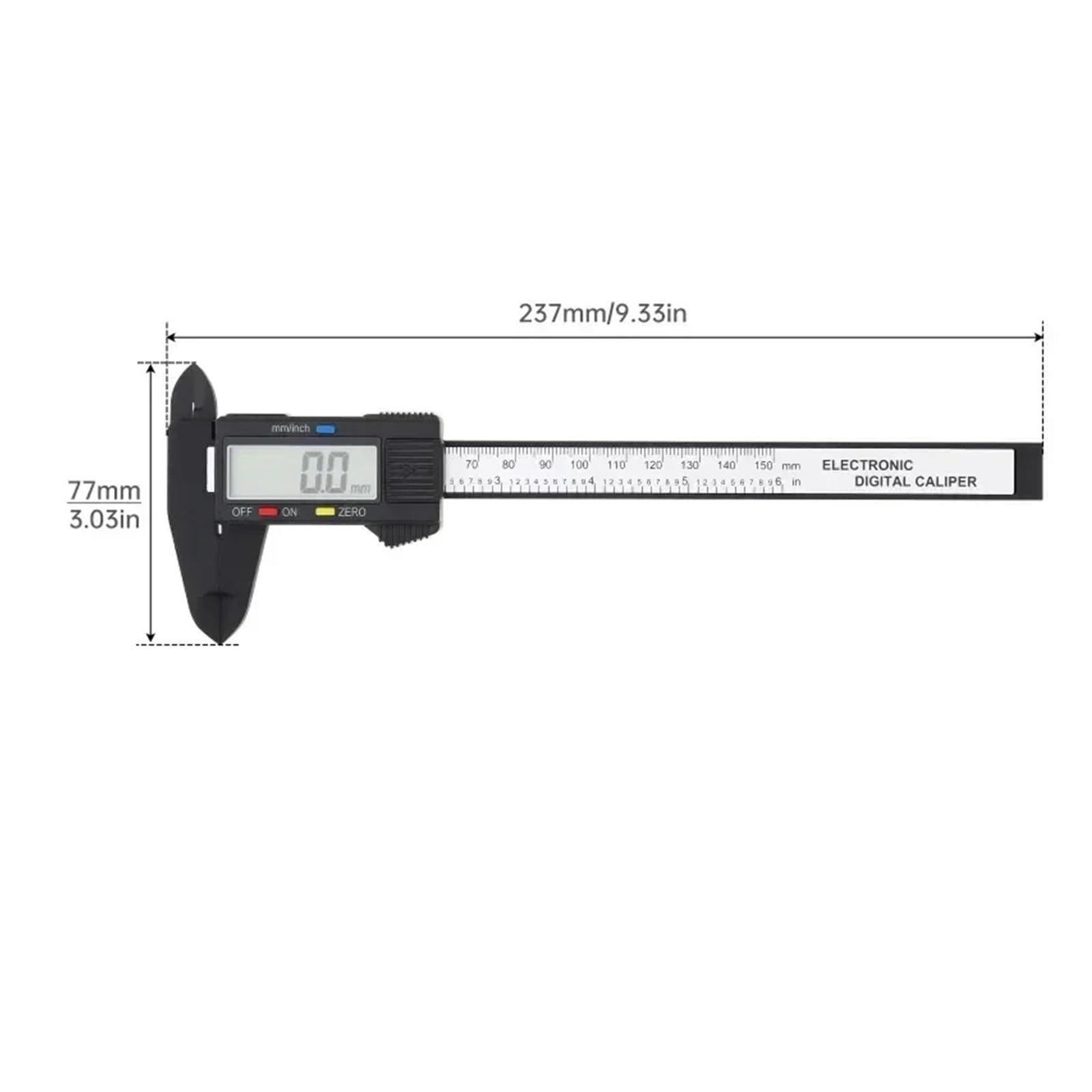 Calibrador digital de alta precisión de 150 mm - Calibre Vernier electrónico LCD - Herramienta micrométrica duradera con caja de almacenamiento for mediciones(1#)