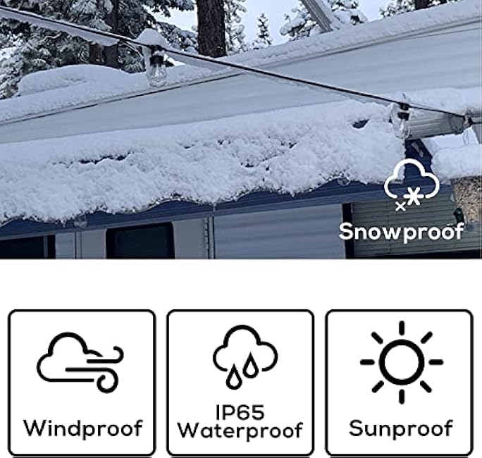 Banord 51FT Outdoor String Lights, Waterproof Patio Lights with 18 Shatterproof LED Bulb Hanging Light String, Black String Light Outdoor for Backyard, Garden, Porch, Cafe, Deck, Wedding, Party