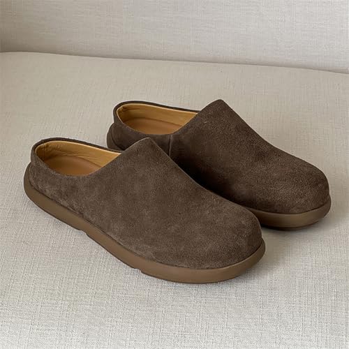 Men's Suede Clogs Leather Mules Slip on Memory Foam Loafers Comfort Soft Sole Non-Slip Potato Shoes Sandals2