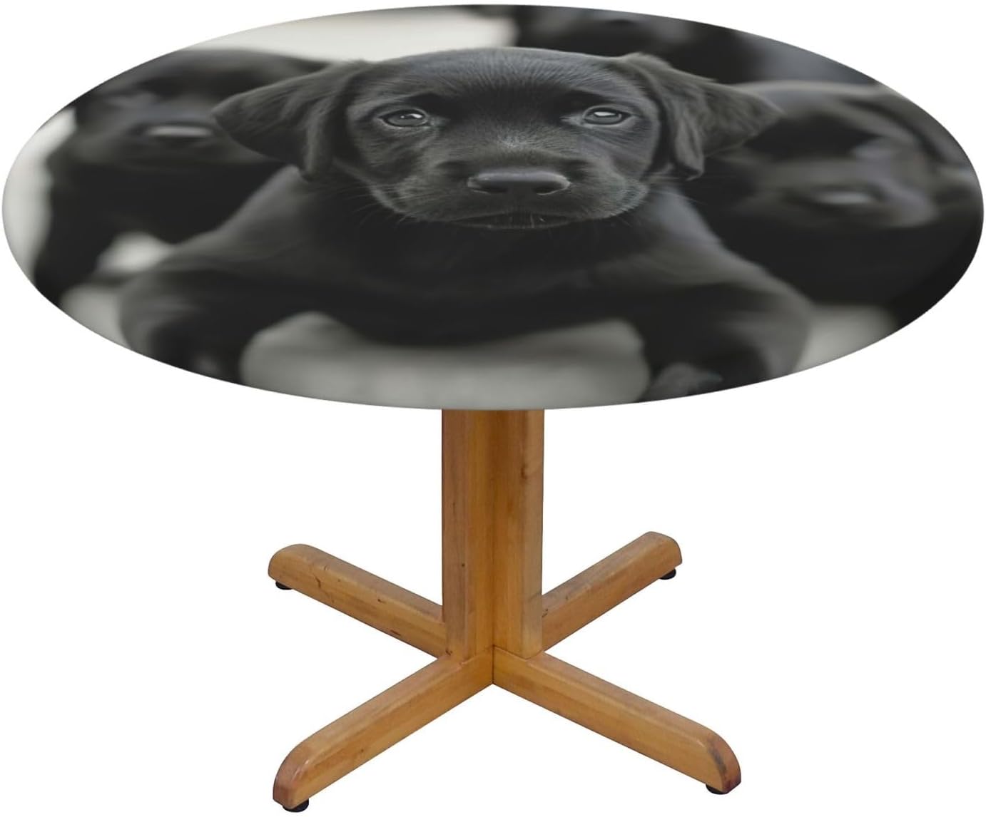 Puppies Dog Print Outdoor Patio Kitchen Decor Supplies Wipeable Round Table Cloth for Indoor Outdoor
