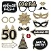 Fully Assembled 50th Birthday Photo Booth Props - Set of 30 - Black & Gold Selfie Signs - 50th Party Supplies & Decorations - Cute Bday Designs with Real Glitter - Did We Mention No DIY