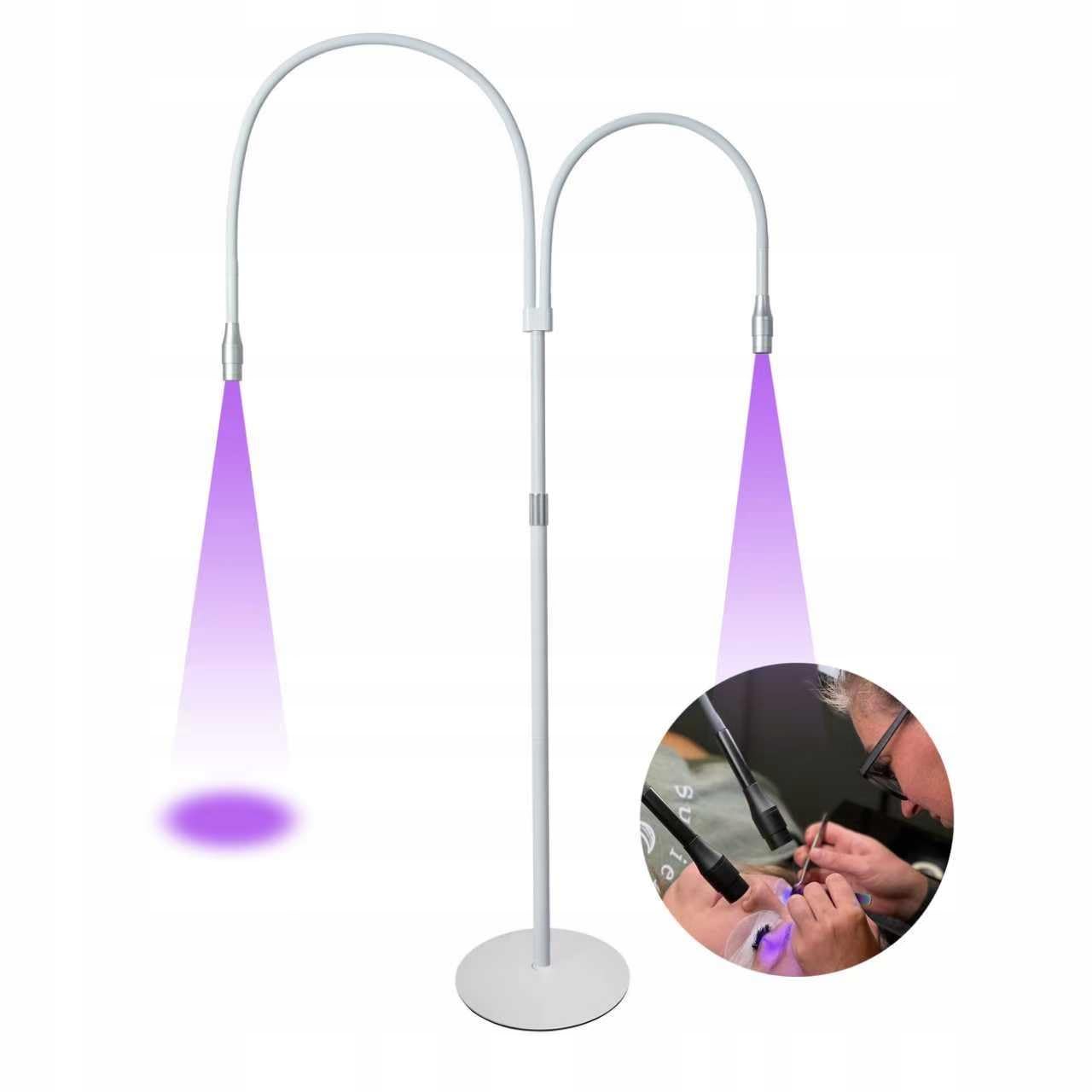Podwójna lampa UV LED biała z okularami | Podwójna lampa UV LED, kolor biały, okulary ochronne w zestawie