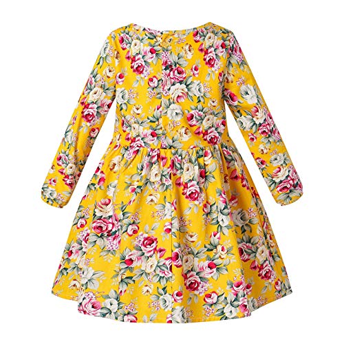 Girls Spring Fall Floral Princess Dress Long Sleeve Round Neck Dresses for Toddler Kids Holiday Hiking Dress4