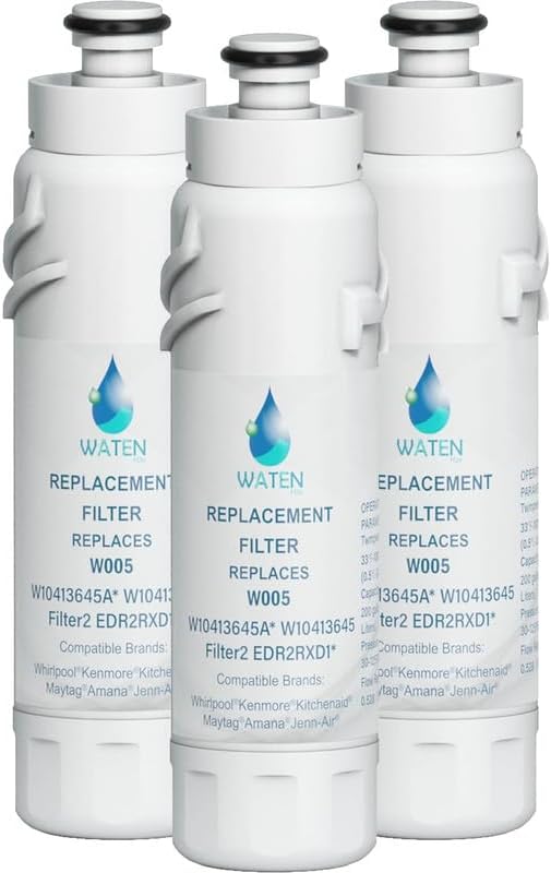 KAD2RXD1 Water Filter 2 Replacement, Compatible with KitchenAid KRFF577KPS, KRFF577KBS, KRMF536RPS, KRMF536RBS, KRQC736RPS, KRMF706ESS, KRMF706EBS, KRFF507HPS, 3 Pack
