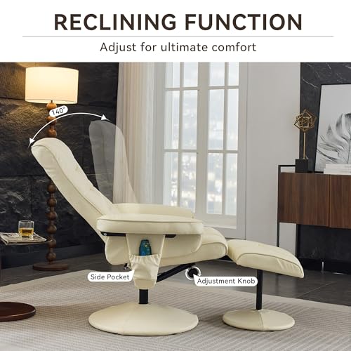 Sillón reclinable blanco con ottoman cómodo miniatura 3