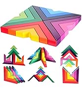 M-Aimee Wooden Rainbow Stacking Game Stacker Geometry Building Blocks Creative Nesting Educationa...