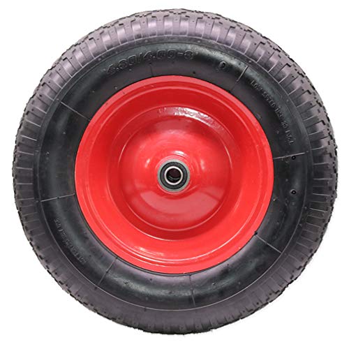 Universal Fit Pneumatic (Air-Filled) Wheelbarrow Tire 4.80 4.00-8 , 3 Centered Hub 5 8 Bearings with Spacer Kit Included