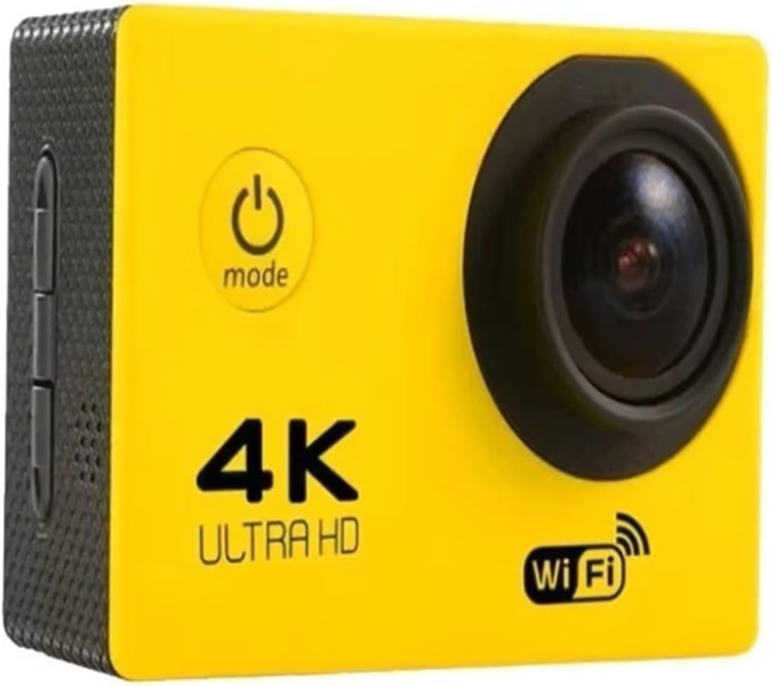 4K Action Camera 1080P/30FPS WiFi 2.0" 170D Underwater Waterproof Helmet Video Recording Camera Sports Cameras Outdoor Mini Cam(Yellow)