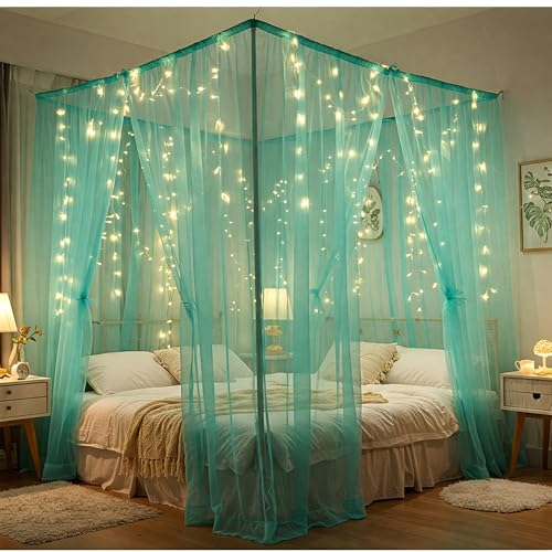 Image of Special You Canopy Tent for Decoration, Canopy for Bedroom, Unstitiched Turquoise net Cloth for Decoration 5 mtr Long, Aesthetic Room Decor, Backdrop for Decorations